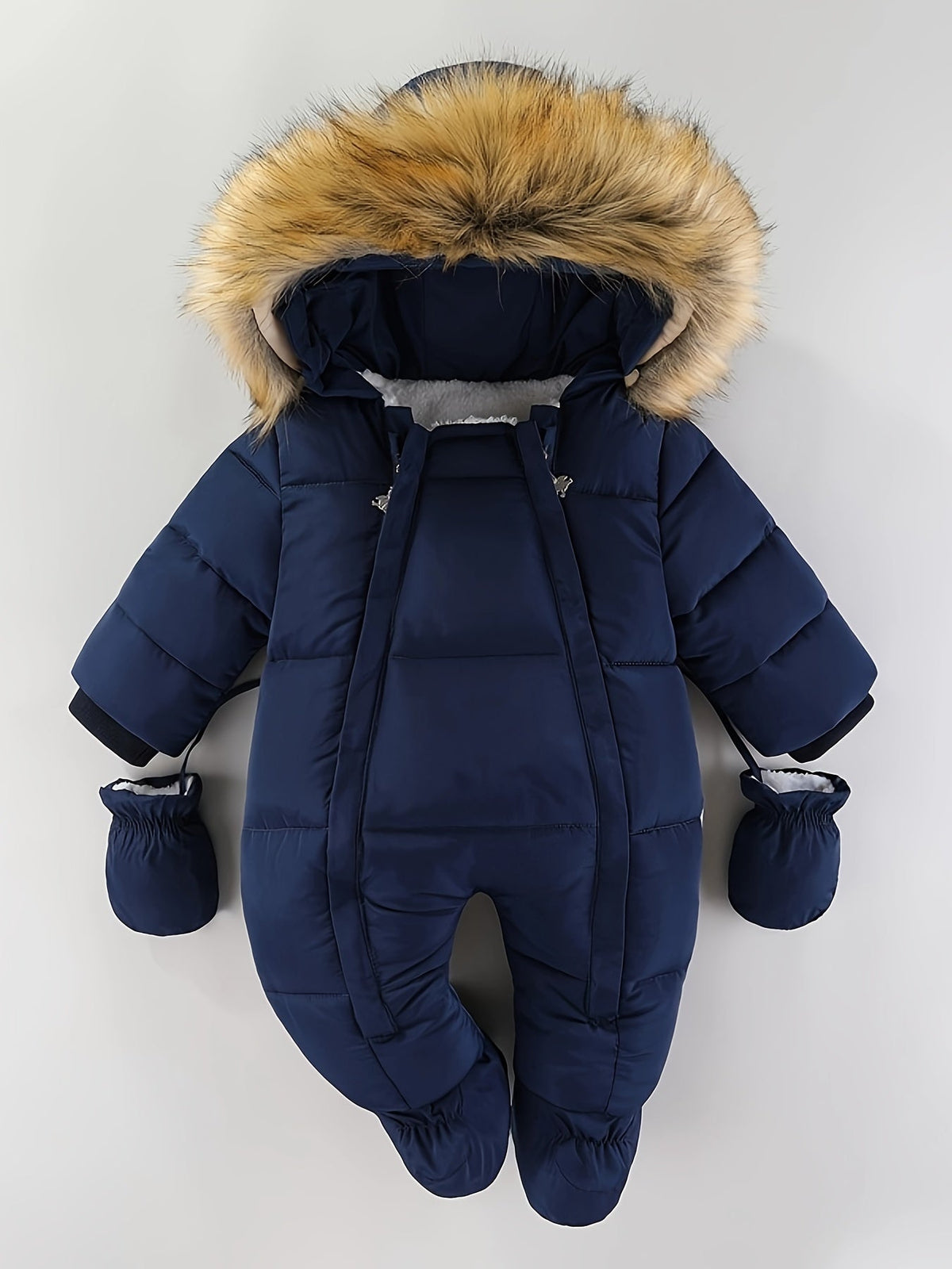 Combinaison Bébé Hiver Douillette avec Capuche et Moufles