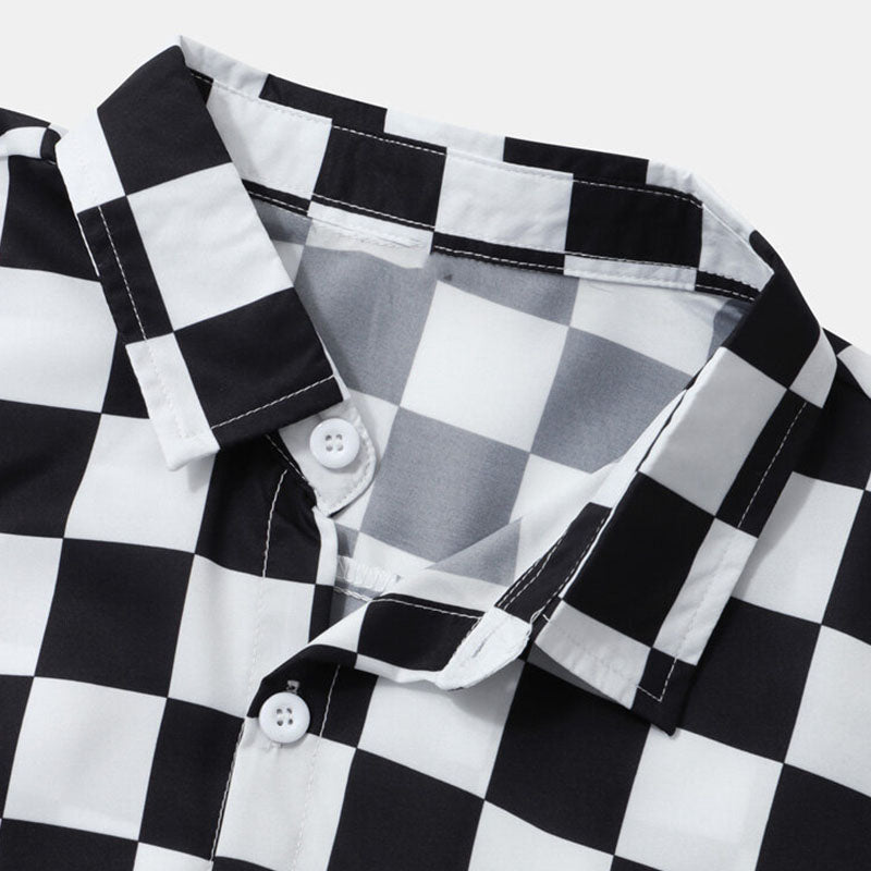 Chemise Homme Manches Courtes Carreaux Polyvalente