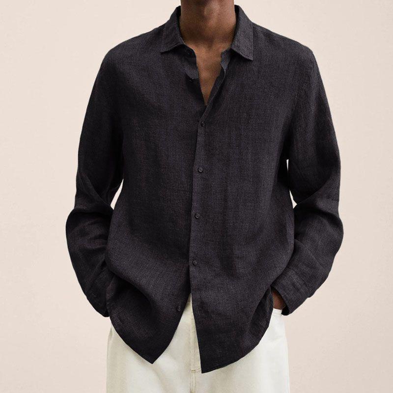 Chemise Homme Manches Longues en Lin, Style Élégant et Moderne - PanierRoyale