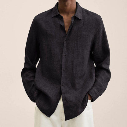 Chemise Homme Manches Longues en Lin, Style Élégant et Moderne - PanierRoyale