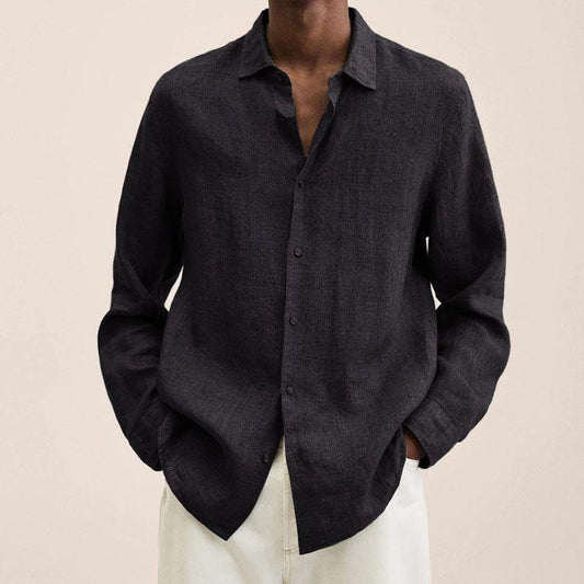 Chemise Homme Manches Longues en Lin, Style Élégant et Moderne - PanierRoyale