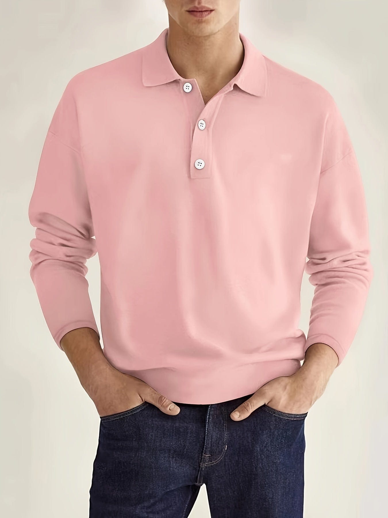 Polo Homme Manches Longues Confortable Coton