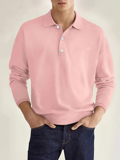 Polo Homme Manches Longues Confortable Coton