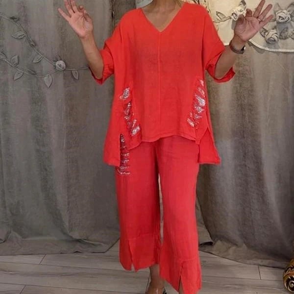 Ensemble Femme Décontracté Coton Décolleté en V