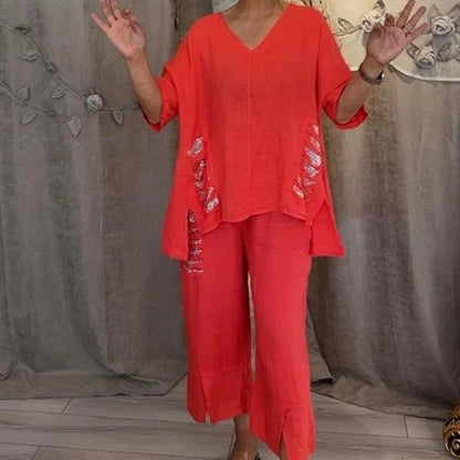 Ensemble Femme Décontracté Coton Décolleté en V