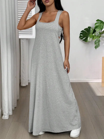 Robe longue Femme Effet Deux Pièces Découpes Latérales