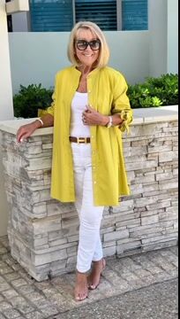 Veste Chemise Longue Femme Coton Boutonnée Coupe Droite