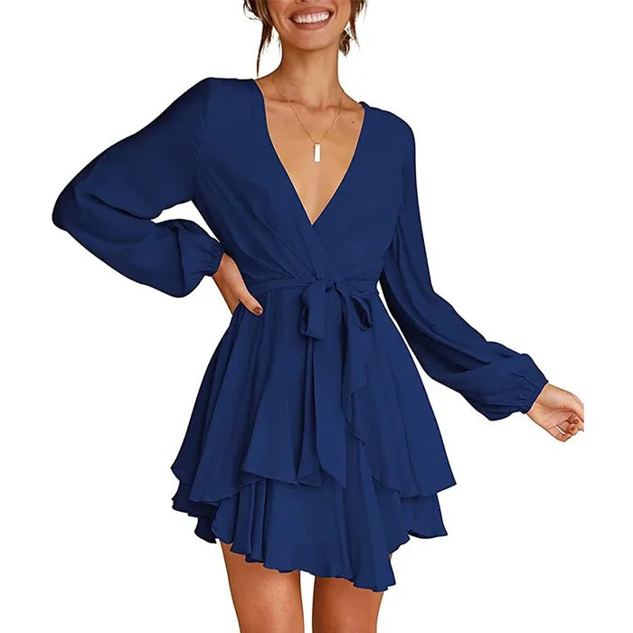 Robe Femme Élégante Courte à Manches Longues