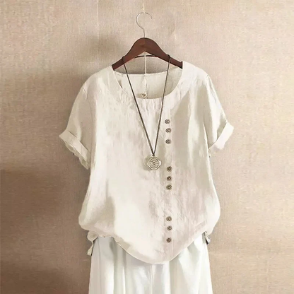 Blouse Femme Rose Vif Manches Courtes Élégante