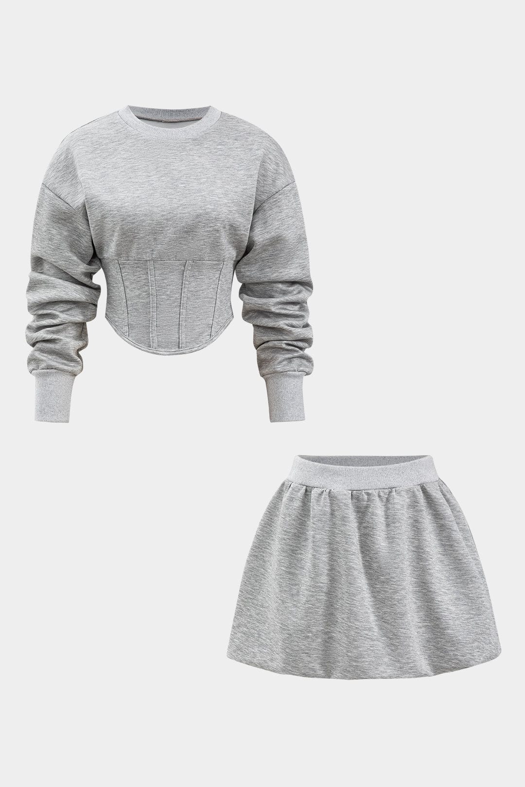 Céline | Ensemble Survêtement Femme Décontracté avec Pull Court et Jupe Skate - BerlinGlamour