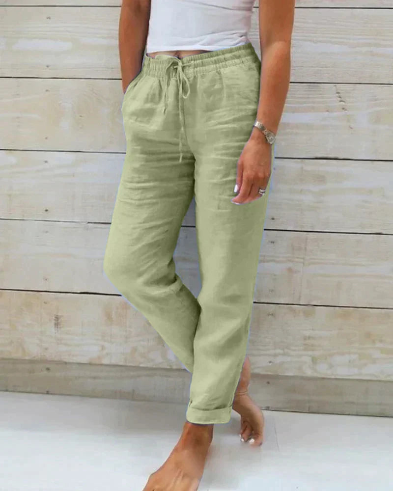 Pantalon Lin Femme Coupe Décontractée et Élégante - PanierRoyale