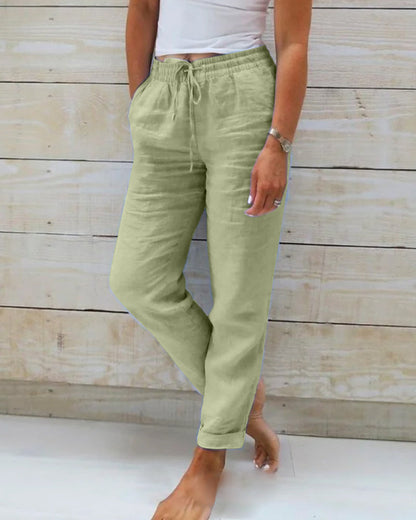 Pantalon Femme Lin Clair Élégant pour Été
