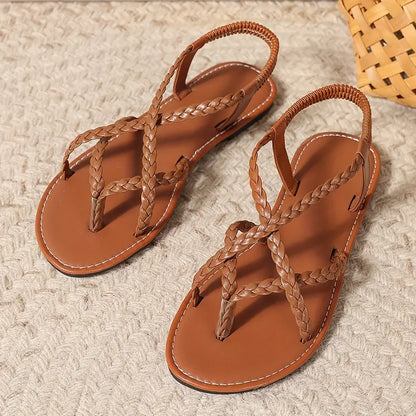 Sandales Plates Tressées pour Femme Printemps
