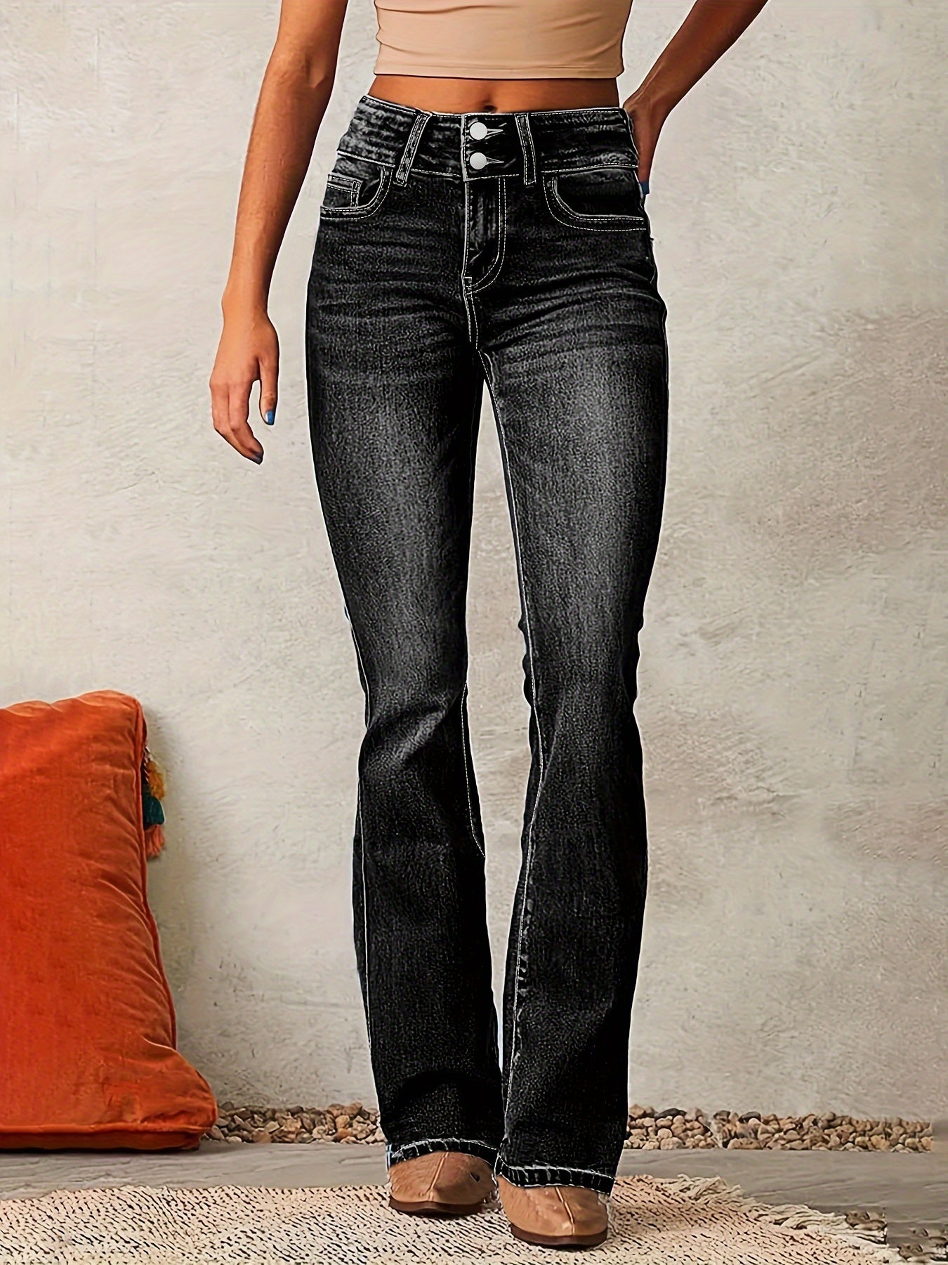 Jean Femme Haut de Gamme Couleur Unie Élégant