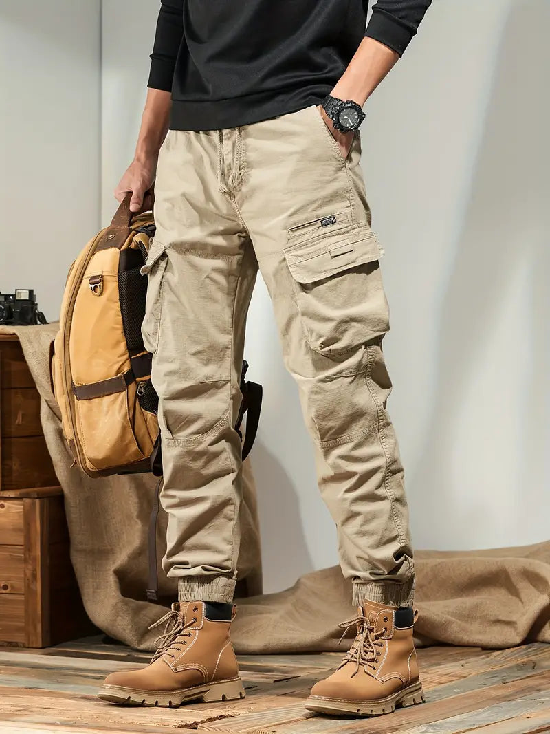 Pantalon Homme Noir Polyvalent avec Poches Multiples
