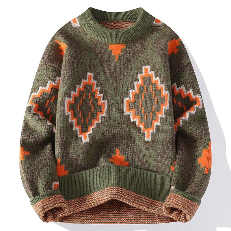 Pull à Motifs Géométriques Unisexe Coloré