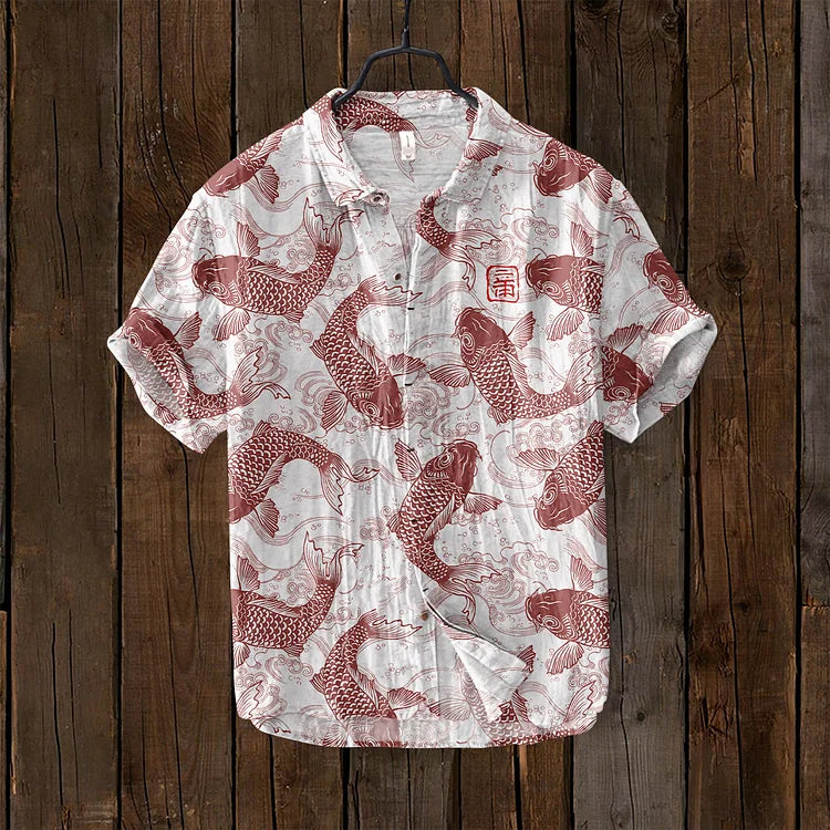 Chemise Homme Décontractée à Poissons