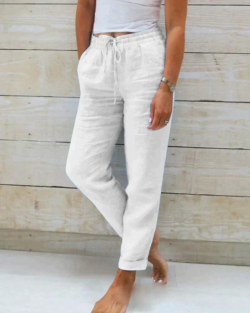 Pantalon Lin Femme Coupe Décontractée et Élégante