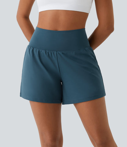 Shorts de Yoga 2 en 1 avec Poches pour Femme