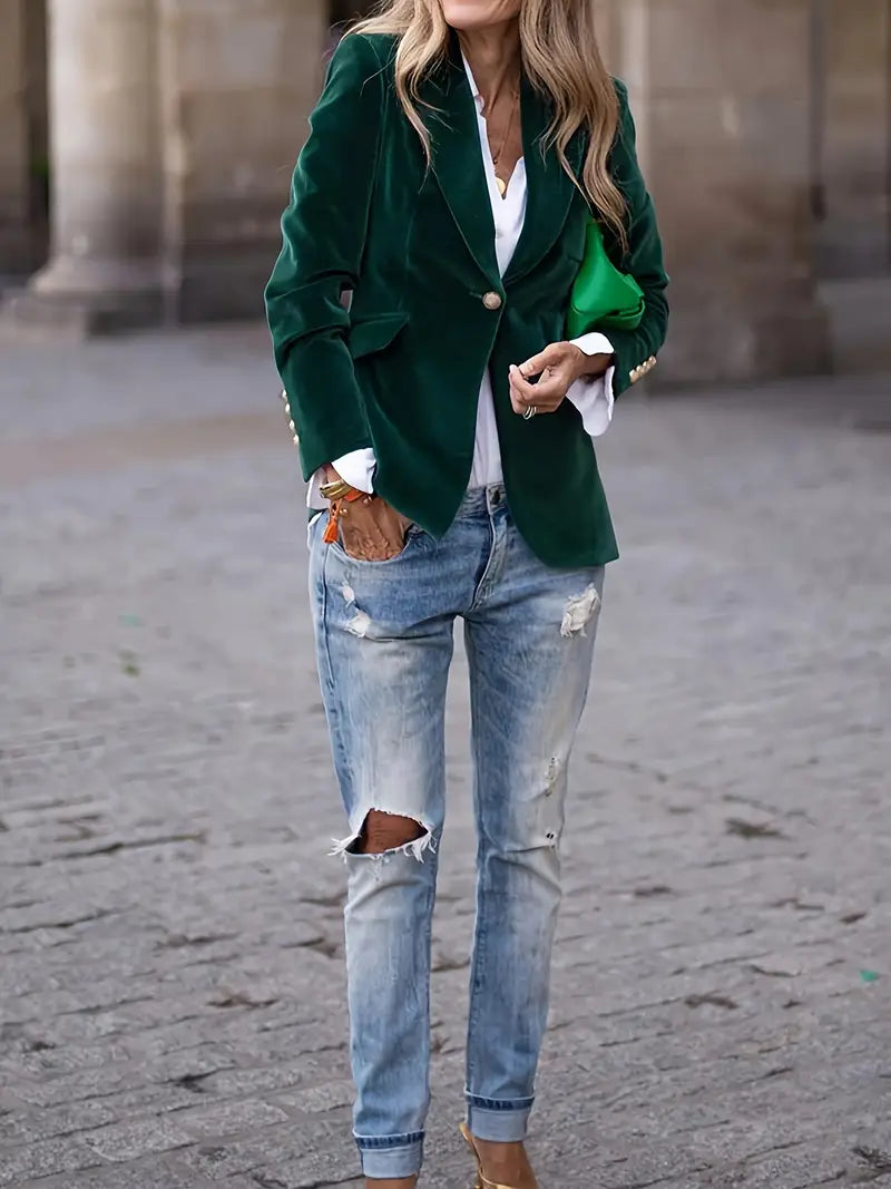 Blazer Femme Classique à Un Bouton Élégant