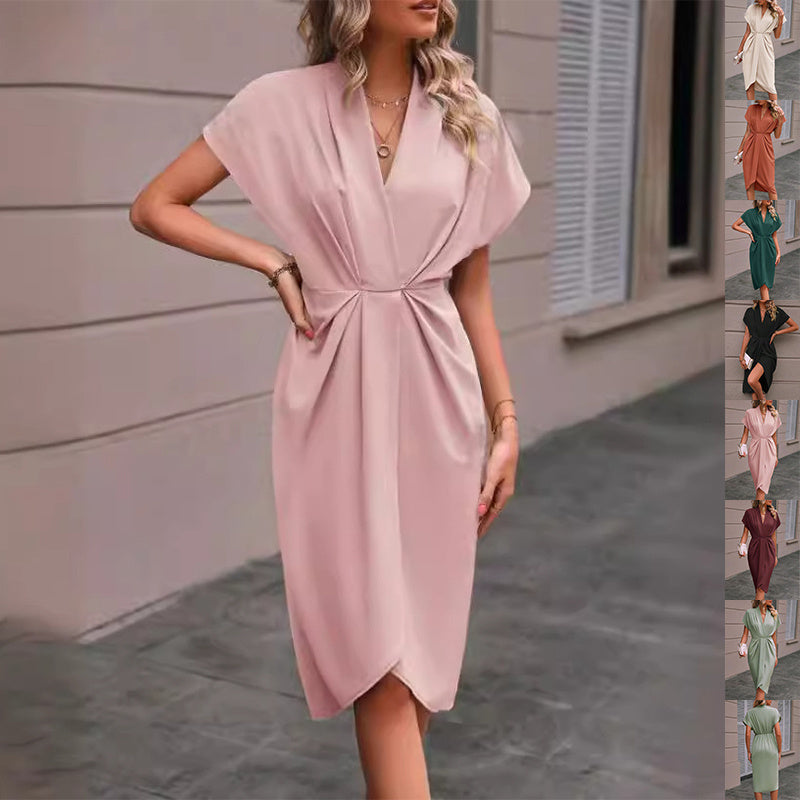 Robe Féminine Manches Longues Décolleté Profond - PanierRoyale