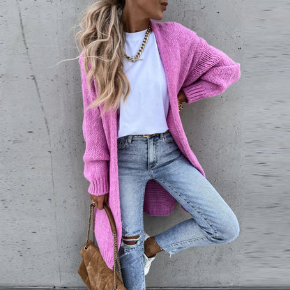 Cardigan femme en laine épaisse marron chaud