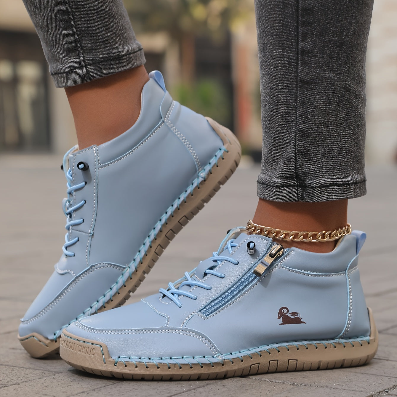 Chaussures Femmes Confortables à Lacets et Fermeture Éclair