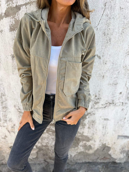 Veste En Velvet Élégante avec Capuche Ajutable