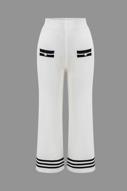Ensemble Tricot Femme Élégant : Cardigan Court et Pantalon Large