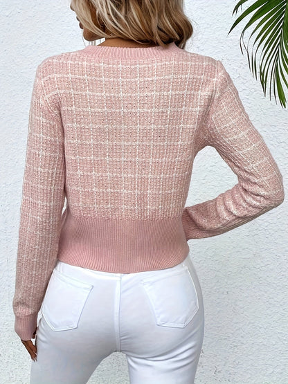 Cardigan Femme Tweed Court et Élégant