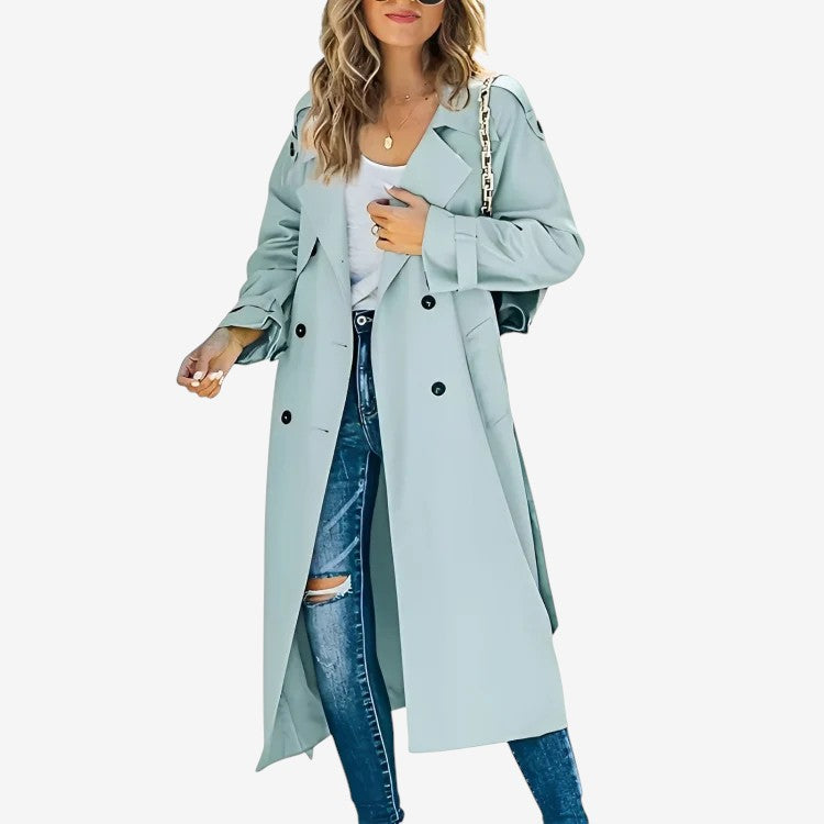 Manteau Imperméable Femme Col Montant avec Poches