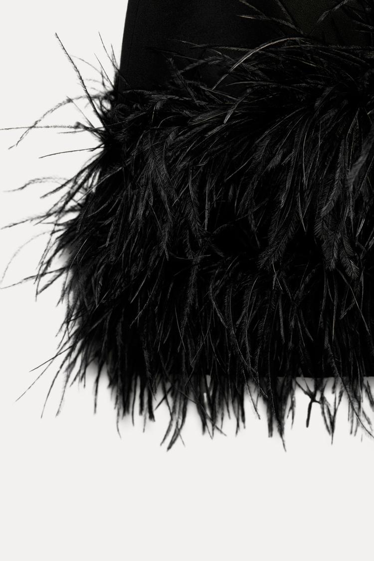 Robe Courte Fille avec Décoration Plumes