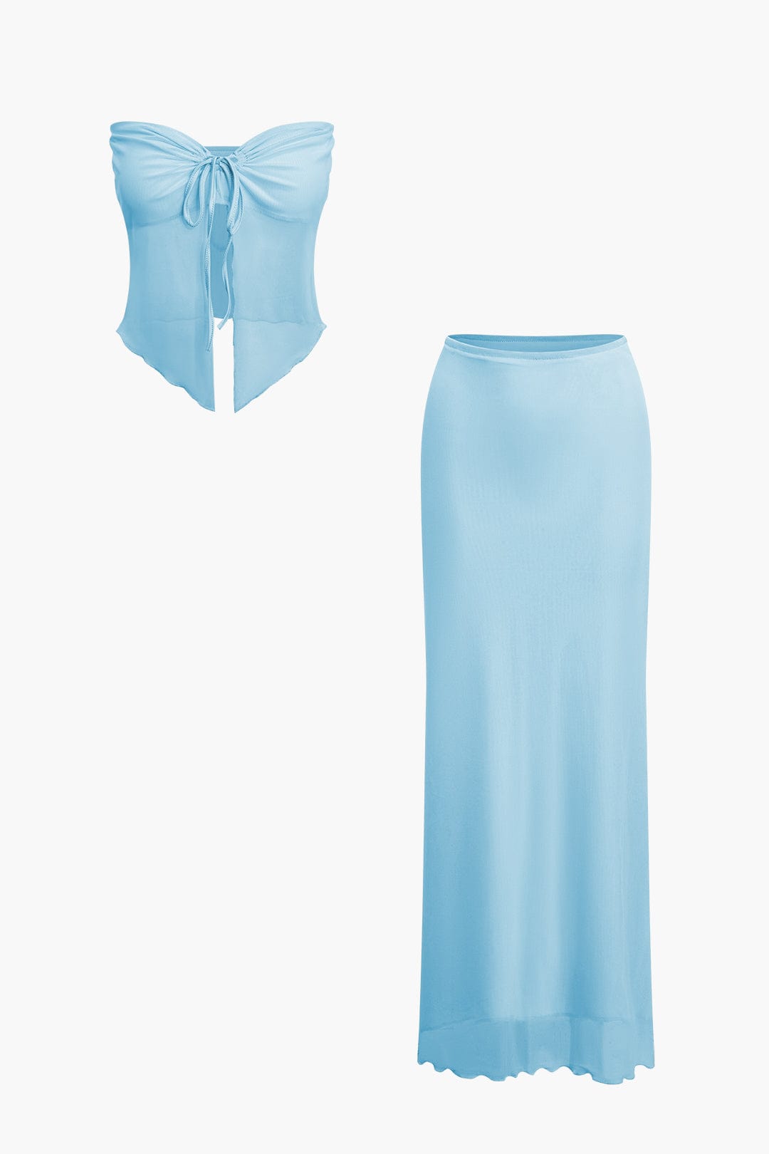Robe de Plage Ensemble Bandeau et Jupe Longue