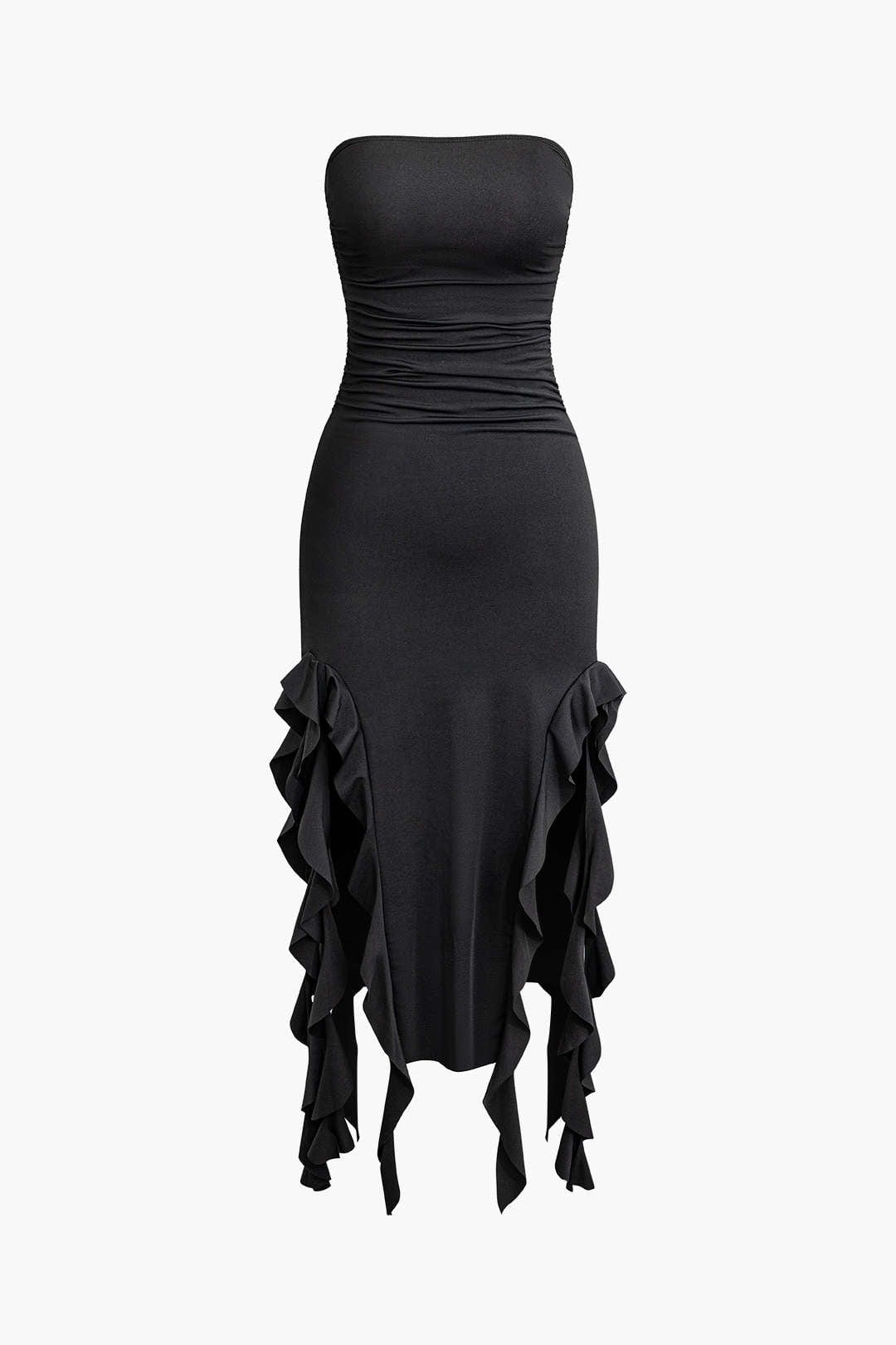 Robe Maxi Élégante avec Volants Féminins