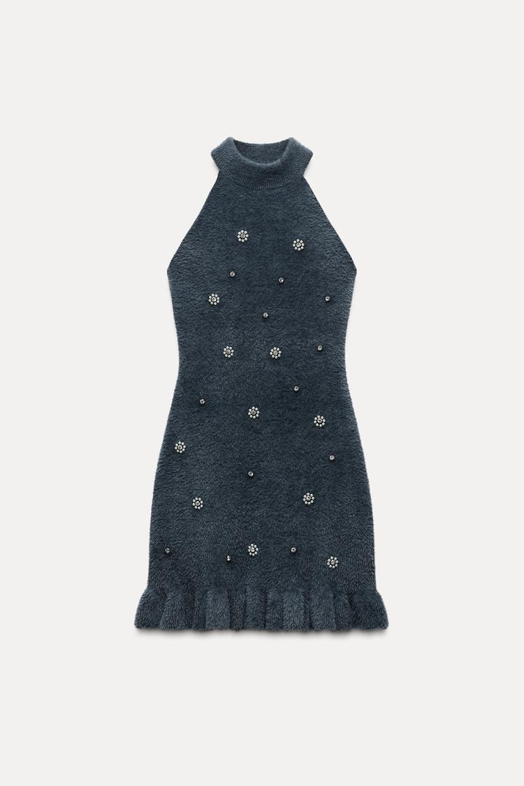 Robe Courte Femme Perlée avec Ourlet Fleuré - BerlinGlamour