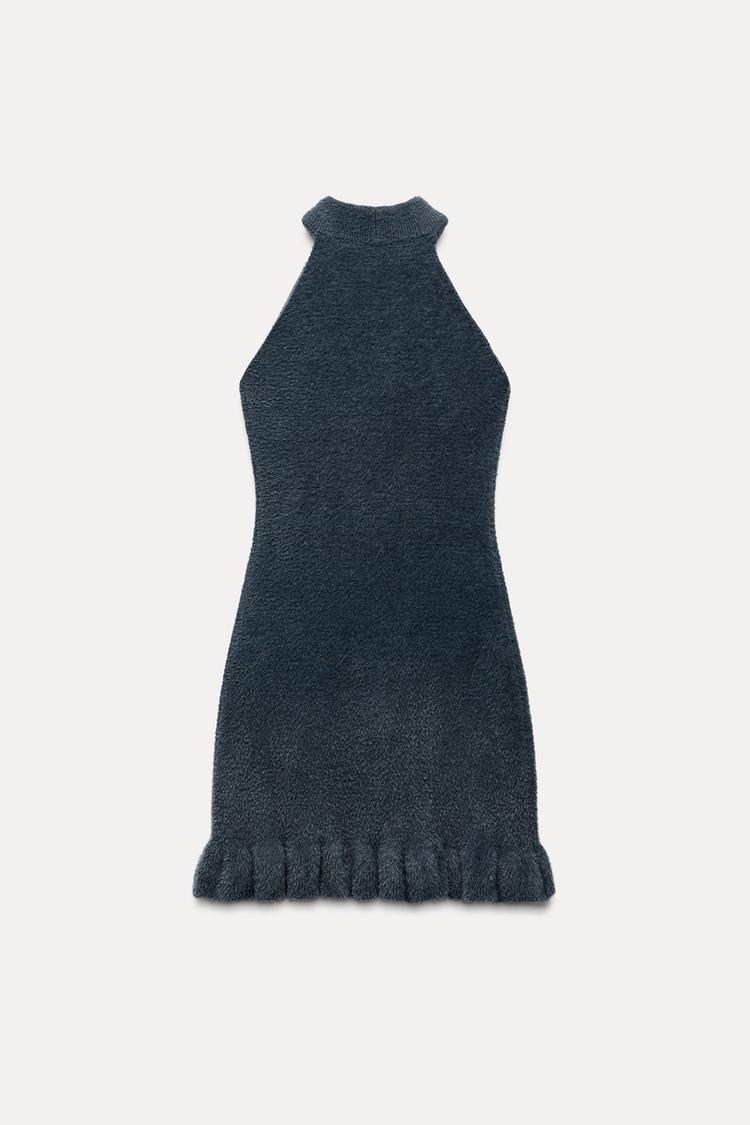 Robe Courte Femme Perlée avec Ourlet Fleuré