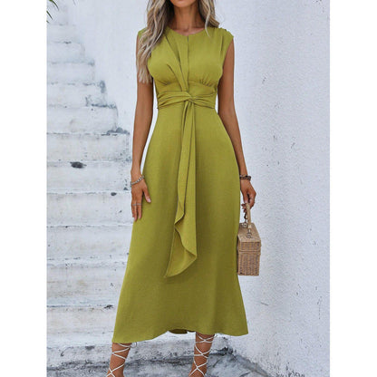 Robe longue Femme Sans Manches Taille Drapée