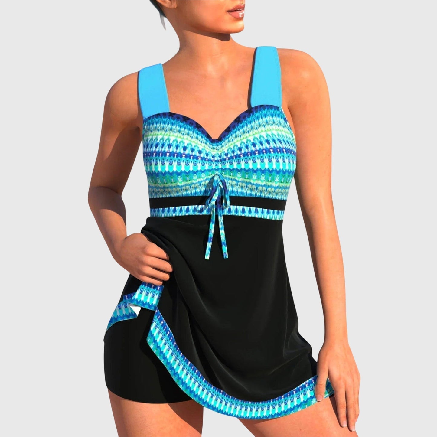 Maillot de Bain Deux Pièces Femme Tankini Imprimé Ethnique Jupe Short - PanierRoyale