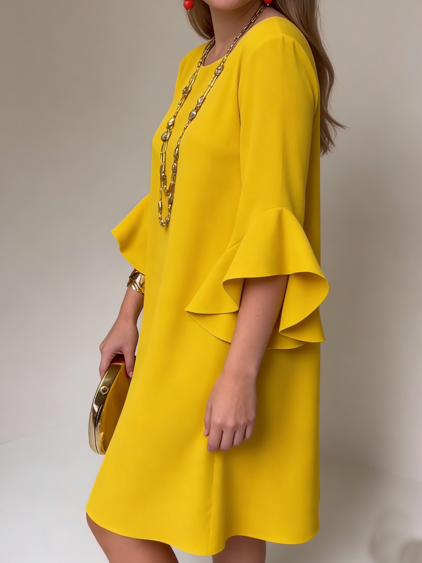 Robe Femme Fluide Manches Volantées Coupe Ample