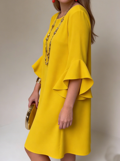 Robe Femme Fluide Manches Volantées Coupe Ample