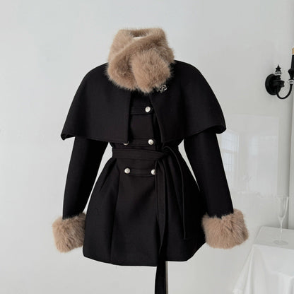 Manteau Femme Hiver Court avec Col Amovible Doux - PanierRoyale