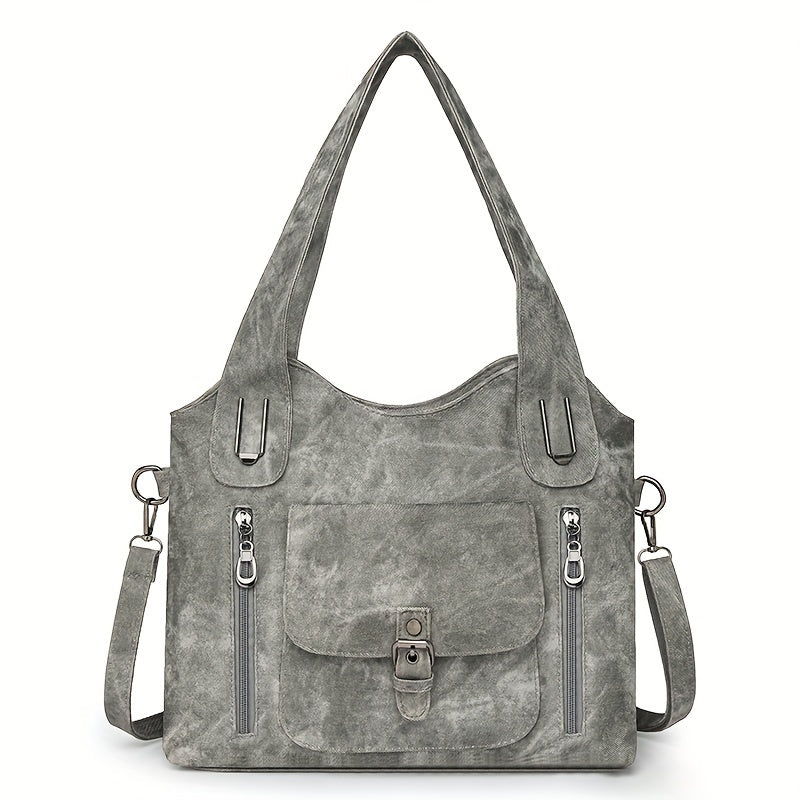 Sac à main cuir marron avec fermeture et poches intérieures