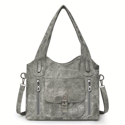 Sac à main cuir marron avec fermeture et poches intérieures
