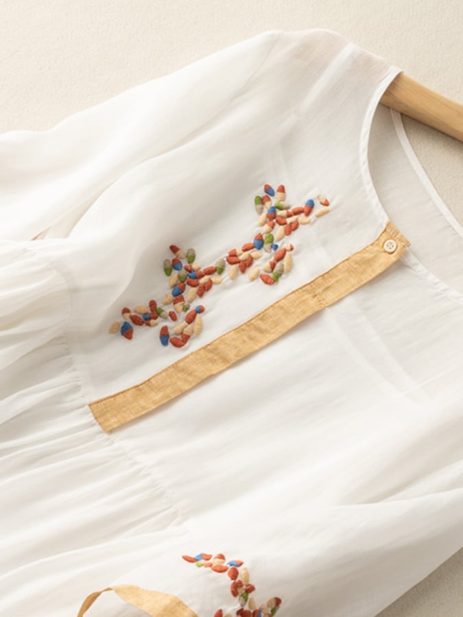 Robe Été Brodée Ethnique Pour Femme
