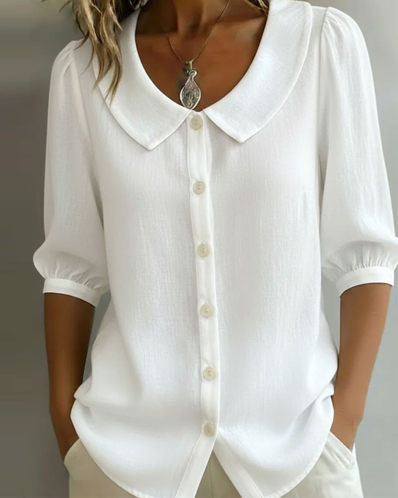 Chemisier Femme Coton Col Peter Pan Manches Longues