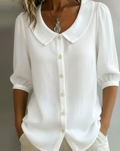 Chemisier Femme Coton Col Peter Pan Manches Longues