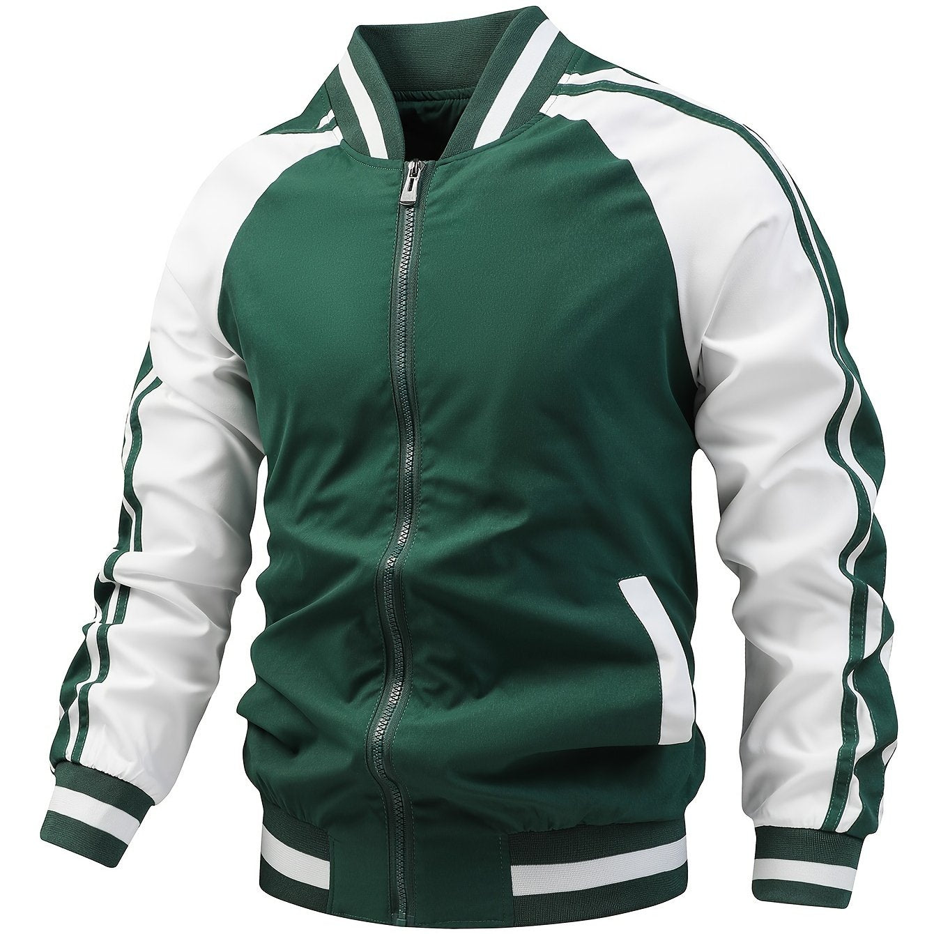 Veste de Running Homme Blanc et Vert Foncé