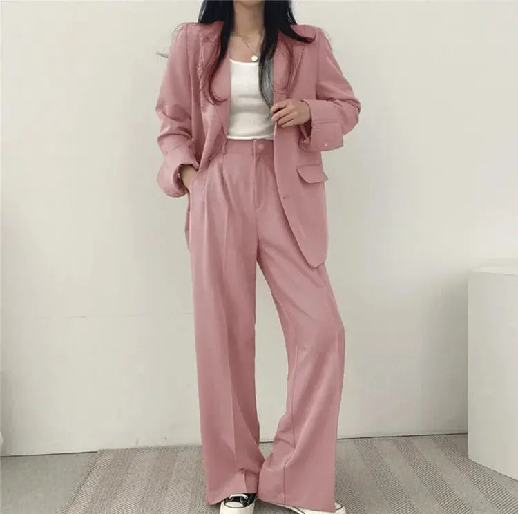 Athena | Einfarbiges Blazer- und gerade geschnittenes Hosen-Set für Damen Zendoo.de