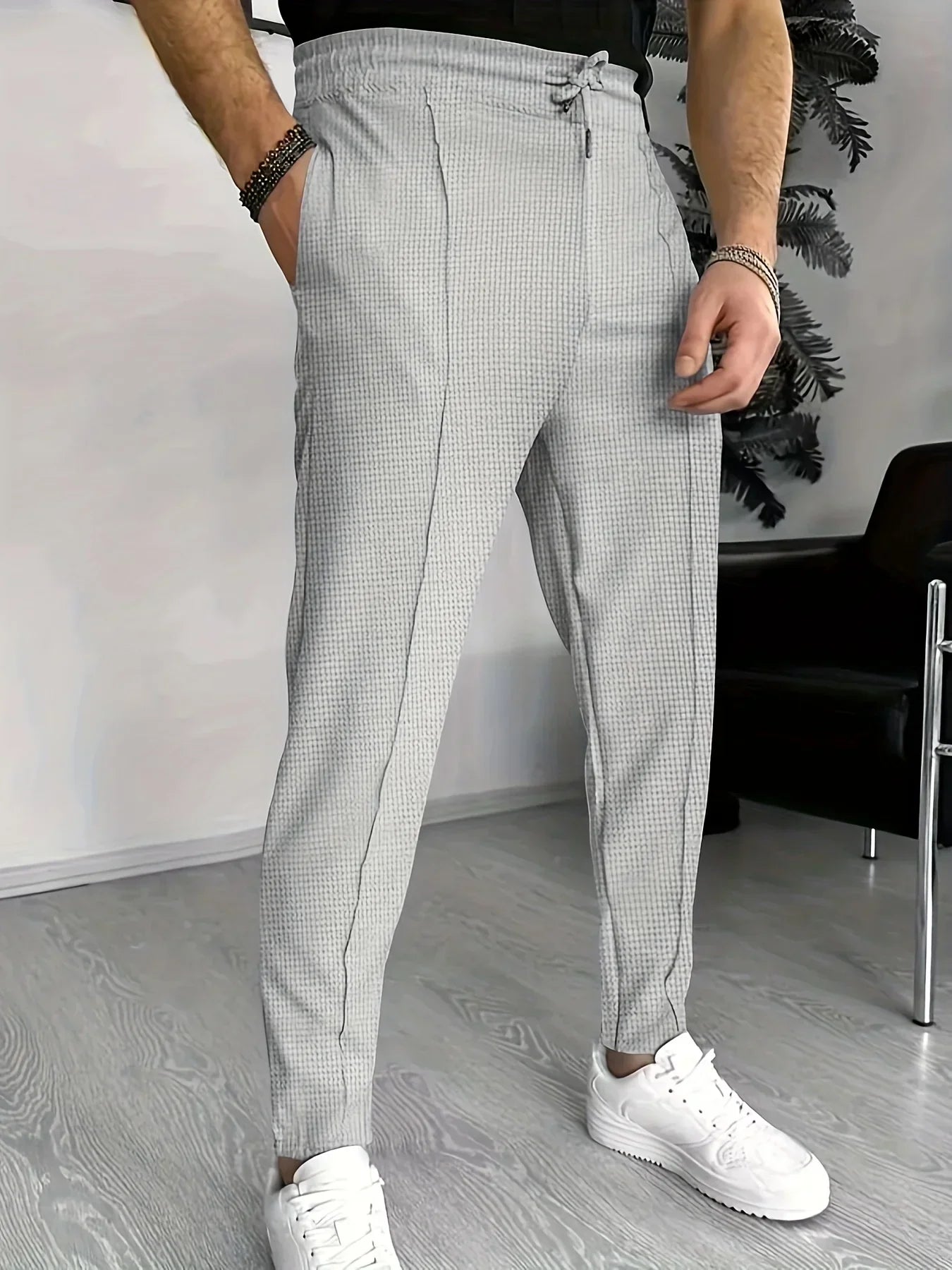 Pantalon Carreaux Slim Fit Élégant - BerlinGlamour