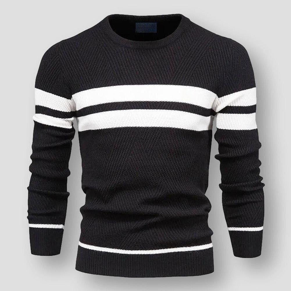 Pull en Maille Rayée à Manches Longues